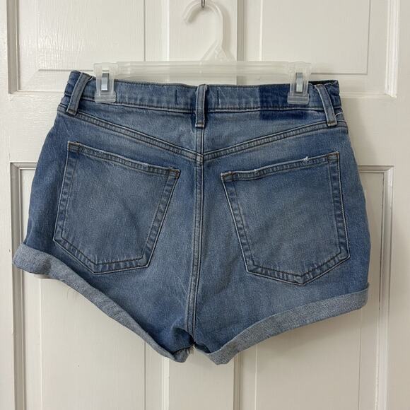 Abercrombie & Fitch Denim High Rise Mom Shorts Curve Love Sz 29 (8) Raw Hem - Picture 2 of 3